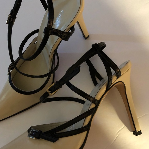 Colin Stuart Cream/Black Strap heels - Picture 3 of 6